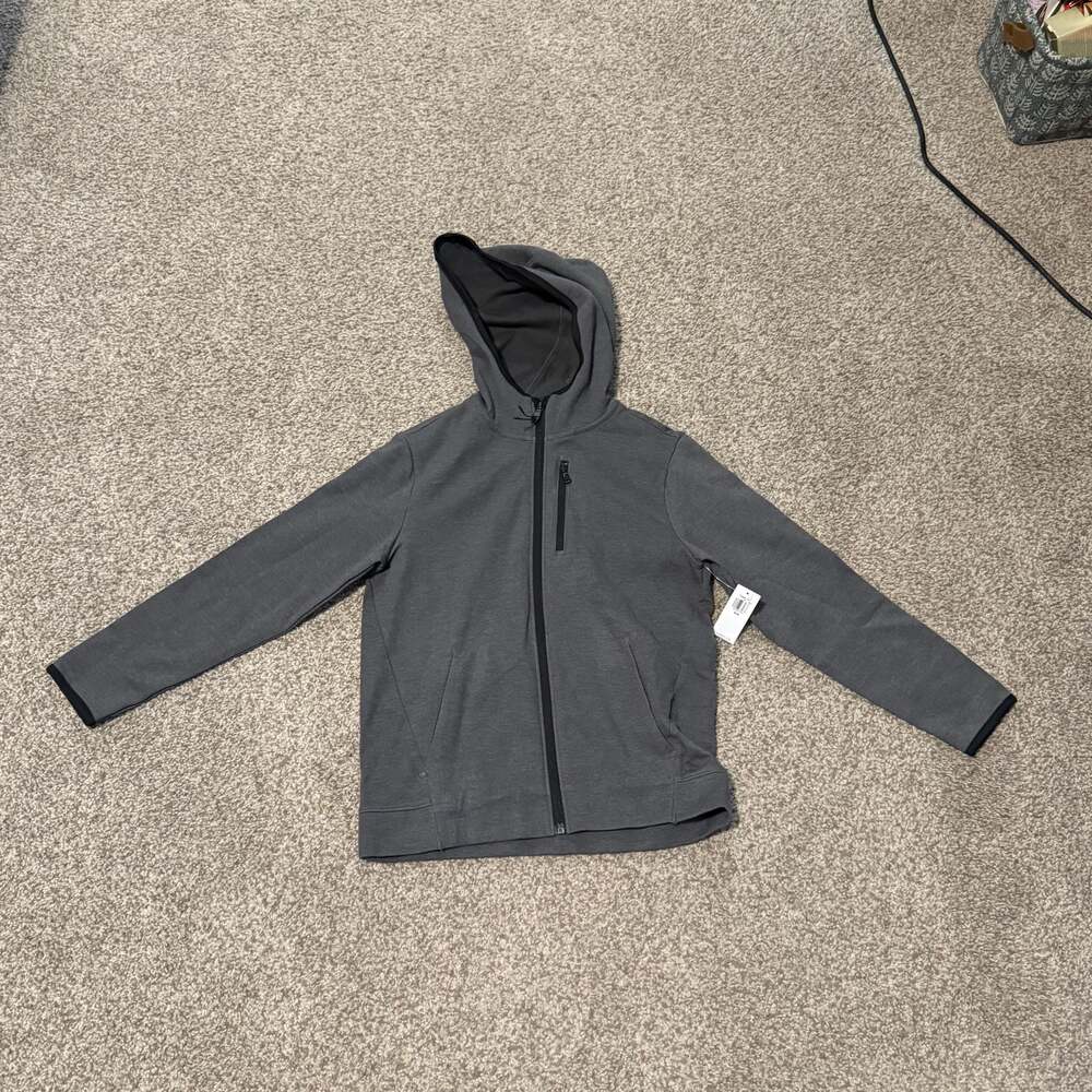 NWT Old Navy Boys Dynamic Fleece Full-Zip Hoodie Heather Dark Grey Size M (8)